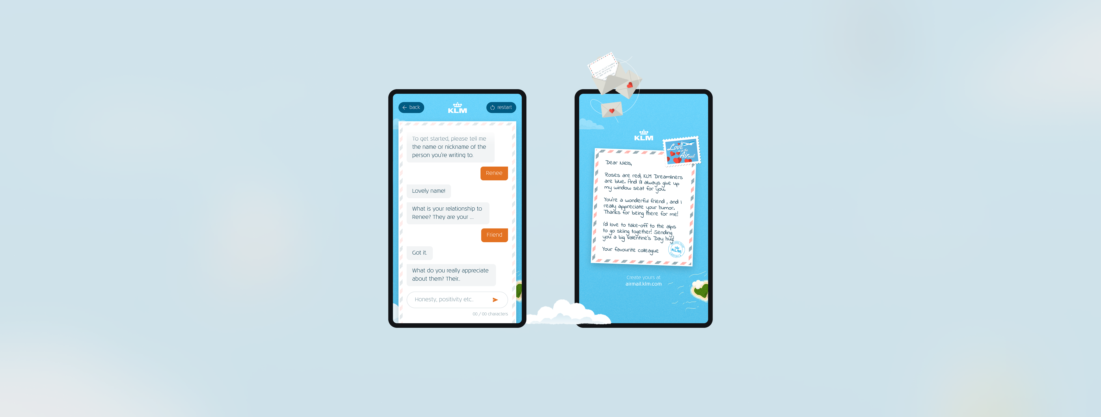 KLM Love is in the Airmail Love letter generator